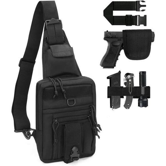 Tactical Chest Sling Pistol Bag - LarKoo Concealed Carry Handgun Chest Crossbody